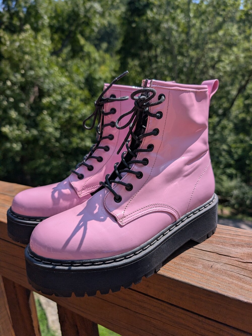 Steve Madden Bettyy Pink Combat Boots Sz 9
